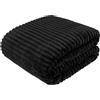 Cotton Market Coperta Pelosa in Pile Bifacciale 170x210 cm - Morbida e Calda per Soggiorno e Camera da Letto - Plaid per Divano, Coperta Matrimoniale per Sofa - Coperta in Pile - Nero