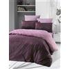 Nuit Des Rêves Elegante set copripiumino matrimoniale in raso (200 x 200 cm), 100% cotone, 210 fili, rosa e lilla, lavabile in lavatrice, chiusura a busta e bottoni, elegante biancheria da letto