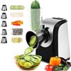 Nictemaw Grattugia Elettrica Professionale 5-in-1, 150W Affettaverdure Multifunzione con Tamburi in Acciaio Inox per Carote, Patate, Formaggio, Frutta e Insalata
