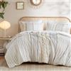 INK+IVY 100% cotone, set di biancheria da letto con copripiumino, design moderno, metà secolo, per tutte le stagioni, federe coordinate, per letto intero/regina (223,5 x 233,7 cm), avorio (II12-996)