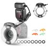 Neewer RF1-S Marco Ring Flash Light Compatibile con fotocamera Sony, 76Ws GN15 5600K TTL, uscita 1-1/128 anteriore/posteriore tenda Sync colore gel anelli adattatore per macro fotografia studio foto