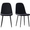 JaHECOME Set di 2 sedie da cucina in velluto con design scandinavo, gambe in metallo, per cucina/sala da pranzo/camera da letto/ristorante (2, nero)