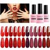 AIMEILI Glitter Rosso Natalizio Smalto Semipermente Kit Semipermanente Unghie in Gel UV LED Classico Natale Rosso Smalti Colorati Gel per Manicure Soak Off Gel Polish Set 12 x 8ml - Set Numero 28