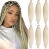 Xusuperb 613 # Pre-Stretched Braiding Capelli 20 Pollici Bionda Corta, Easy Braids Extension Kanekalon Sintetici da Intrecciare, 6 Confezioni Trecce Morbide Yaki