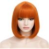 PORSMEER, Parrucca corta a caschetto liscia, per donne e ragazze, capelli sintetici con frangia, per Cosplay e feste in costume, resistente al calore, colore rosso