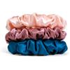 Desmend Scrunchies - Elastico per capelli in seta, morbido al tatto, per mantenere l'acconciatura perfetta, ideale per capelli fini, 3 pezzi, color albicocca cremosa, blu mare