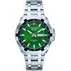 swiss alpine military Orologio analogico al quarzo da uomo in acciaio inox 7043.1, Acciaio/Acciaio/Verde - 1134sam, Bracciale