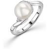 OROVI anello donna Argento 925 vero, con Zirconi e Perle d'acqua dolce - Gioielli donna - Gioiello Ipoallergenico - Fatto a Mano