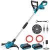 KUZUPRO Decespugliatore a Batteria 21V, KUZUPRO Tagliabordi a Batteria Brushless con 2 Batterie 2,0Ah, 2 Lame, Impugnatura Regolabile, 2 Bobina(5m), Tubo Telescopico, Testa Girevole 90° per Giardino Potatura