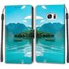 Mo-Beauty Cover per Samsung Galaxy S7 Edge, Cover Samsung S7 Edge a Libro, Custodia in Pelle con Magnetica Portafoglio Custodia Silicone TPU Antiurto,Funzione Supporto Slot Schede (Barca)