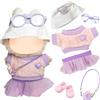 Carreuty 6 pezzi vestiti per bambole da 17 cm, maglietta con cuore tutù gonna cappello occhiali ciondolo fotocamera 1 paio di scarpe per la mini bambola peluche da 17 cm, non inclusa nella confezione viola