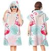 Gmphix Poncho Mare Bambino, Telo Mare Bambina con Cappuccio, Accappatoio Microfibra Bambina, Poncho Mare Bambina per Ragazze 2-8 Anni (Fenicotteri)