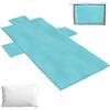 ICE TOYS Telo Mare Lettino 190 x 80 cm con 2 Tasche 40 x 20 cm con Cuscino, 40 x 30 cm, con Sacca Contenitore Pratica e comoda per spiaggia e viaggio (Celeste)