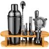 Oharsea Set di Shaker per Cocktail Kit da Bartender con Supporto, Set di Miscelatori per Bevande in Acciaio Inox con Tutti Gli Accessori Essenziali, Set di Strumenti da Bar Professionali Kit da Bartender
