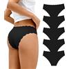 SHARICCA Slip Donna Brasiliana Senza Cuciture Slip Donna Invisibili Morbidi Slip Bikini Donna A Righe 5 Pacco (Multicolore04, XL)