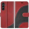 BoxTii Cover per Samsung Galaxy S24 Fe, Custodia in PU Pelle Portafoglio, Magnetica Flip Cover a Libro con Slot per Schede per Galaxy S24 Fe, Rosso