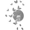 FLEXISTYLE Grande orologio da parete moderno farfalla rotondo 30 cm, 15 farfalle, soggiorno, camera da letto, cameretta dei bambini, prodotto nell'UE (grigio)