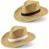 Cappello in paglia naturale con nastro in poliestere Jean Poli personalizzate o neutre