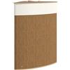 HOMCOM Cesto Portabiancheria Angolare in Bambù da 55L con Sacco Estraibile e Coperchio Removibile, 35x35x60 cm, Marrone | Aosom Italy