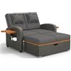 FC Set di poltrone da giardino per 2 persone, schienale regolabile, utilizzabile con poggiapiedi o come letto da esterno, 120x132x95 cm, Grigio