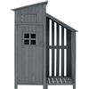 FC Casetta da giardino con 2 ripiani, capanno per attrezzi con ampio spazio di stoccaggio, 124x46x174 cm, Grigio