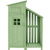 FC Casetta da giardino con 2 ripiani, capanno per attrezzi con ampio spazio di archiviazione, 124x46x174 cm, Verde