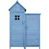 FC Capanno da Giardino con 2 Ante e 2 Mensole, Casetta da Giardino in Legno, Capanno per Attrezzi da Esterno, 118x54x173 cm, Blu | Aosom Italy