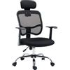 Vinsetto Sedia da Ufficio Ergonomica con Seduta Regolabile e Poggiatesta, in Poliestere e Acciaio, 63x62x106-114 cm, Nero | Aosom Italy