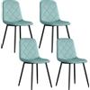 HOMCOM Set di 4 sedie da pranzo imbottite con schienale alto, gambe in acciaio e tessuto effetto velluto, verde | Aosom Italy