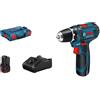 Bosch - Professional gsr 12V-15 12V System Trapano-avvitatore a Batteria, Include 1 Batteria da 2.0 Ah, Caricabatteria gal 12V-40, in l-boxx