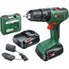 Bosch Utensili - Trapano a percussione a batteria da 18 v, 2 batterie Li-Ion da 1,5 Ah, caricabatterie 06039D8102 - Bosch