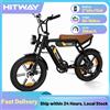 HITWAY Bicicletta elettrica HITWAY, EBIKE fuoristrada da 20*4.0 pollici per adulti con motore da 250W e batteria 2*48 v13ah bici da neve a 7 velocità - BLACKORANGE