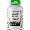 XTRA FUEL | Vitamina D3 + K2 - Compresse con 20.000 UI + 200 mcg MK-7
