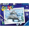 Ravensburger CreArt: Delfini giocherelloni - Dipingere con i Numeri per Bambini 7+ Anni, Kit Pittura con Tavole, Cornice, Pennello e Colori Inclusi, 14 x 19 cm, Idee Regalo