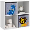ZONEKIZ Scaffale Portaoggetti per Bambini, Cubi, Cassetti, MDF, Antiribaltamento, Bianco | Aosom Italy