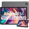 Blackview Tablet 10 pollici Android 14, 12GB+64 GB di memoria interno, supporto TF fino a 1 TB, WiFi 6, Tablet PC con display HD+,Processore a quad-core,Gemini,Fonte audio 3.5 mm/GMS/Widevine L1