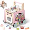 Itslife Girello per Bambini in Legno, 9 in 1 Carrello Primi Passi Legno con Giocattoli Montessori e Cucina da Gioco, Giocattoli Bambino 1 Anno, Regali di Natale e Capodanno