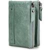 Contacts Portafoglio da uomo in vera pelle bifold portafoglio doppia cerniera, grigio / verde, Classico