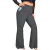 PZUYBZQ Leggings Svasati Taglie Forti Da Donna Con Tasche, Pantaloni Svasati A Vita Alta Elasticizzati, leggins Svasati A Gamba Larga Casuali, Pantaloni Da Yoga(Gray,4XL)
