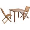 MIlani Home AARON - set tavolo in alluminio e teak cm 80 x 80 x 74 h con 2 sedie Dresda
