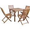 MIlani Home AARON - set tavolo in alluminio e teak cm 80 x 80 x 74 h con 4 sedie Dresda