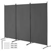 VEVOR Divisorio per Stanze, Divisorio per Stanze a 3 Pannelli, Schermo per Privacy Pieghevole 2600 x 1840 x 520 mm, Schermo Separatore Stanze, Pannello Divisorio per Ufficio, Camera da Letto, Grigio