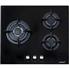 CATA CCI 6021 BK Piano Cottura a Gas Butano a 3 Fuochi 1 Tripla Corona Predisposto per Cottura a Gas Naturale Larghezza 59 cm Potenza totale 6,25 Kw Griglie e Bruciatori a Gas Smaltati