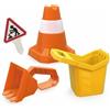 Hape - Set di strumenti da costruzione per la sabbia - Secchiello scavatore, bulldozer e cono per bambinI dai 3 anni