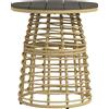 Outsunny Tavolino da giardino rotondo in resina dall'aspetto rattan metallo e piano composito, dim. Ø45 x 50H cm