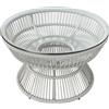 Outsunny Tavolino da giardino rotondo, tavolino d'appoggio in resina effetto rattan e piano in vetro temperato Ø 60 x 37H cm