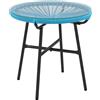 Outsunny Tavolino basso rotondo da giardino in resina effetto rattan metallo e piano in vetro temperato Ø 50 x 50H cm