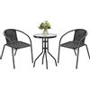 Outsunny Set da giardino salotto in resina intrecciata 3 pezzi 2 poltrone + 1 tavolino basso in vetro temperato