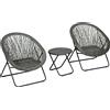 Outsunny Set da giardino esterno in resina con tavolo e sedie per 2 persone tavolo 2 sedie pieghevoli grigio