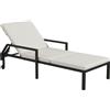Outsunny Lettino prendisole transat di grande comfort: materasso, inclinazione regolabile multiposizioni, ruote in rattan sintetico crema